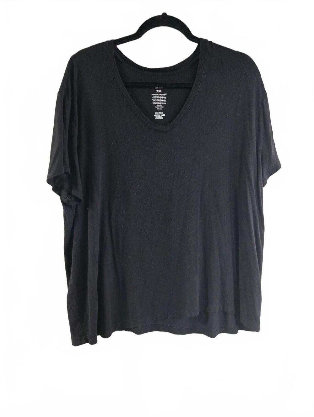 Nine West Soft Spun Black V-Neck T-Shirt XXL
